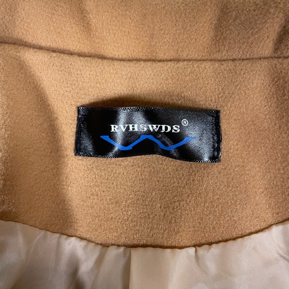 RVHSWDS Camel Double Breasted Long Trench Coat Women's Size XL Winter Casual - Picture 8 of 11